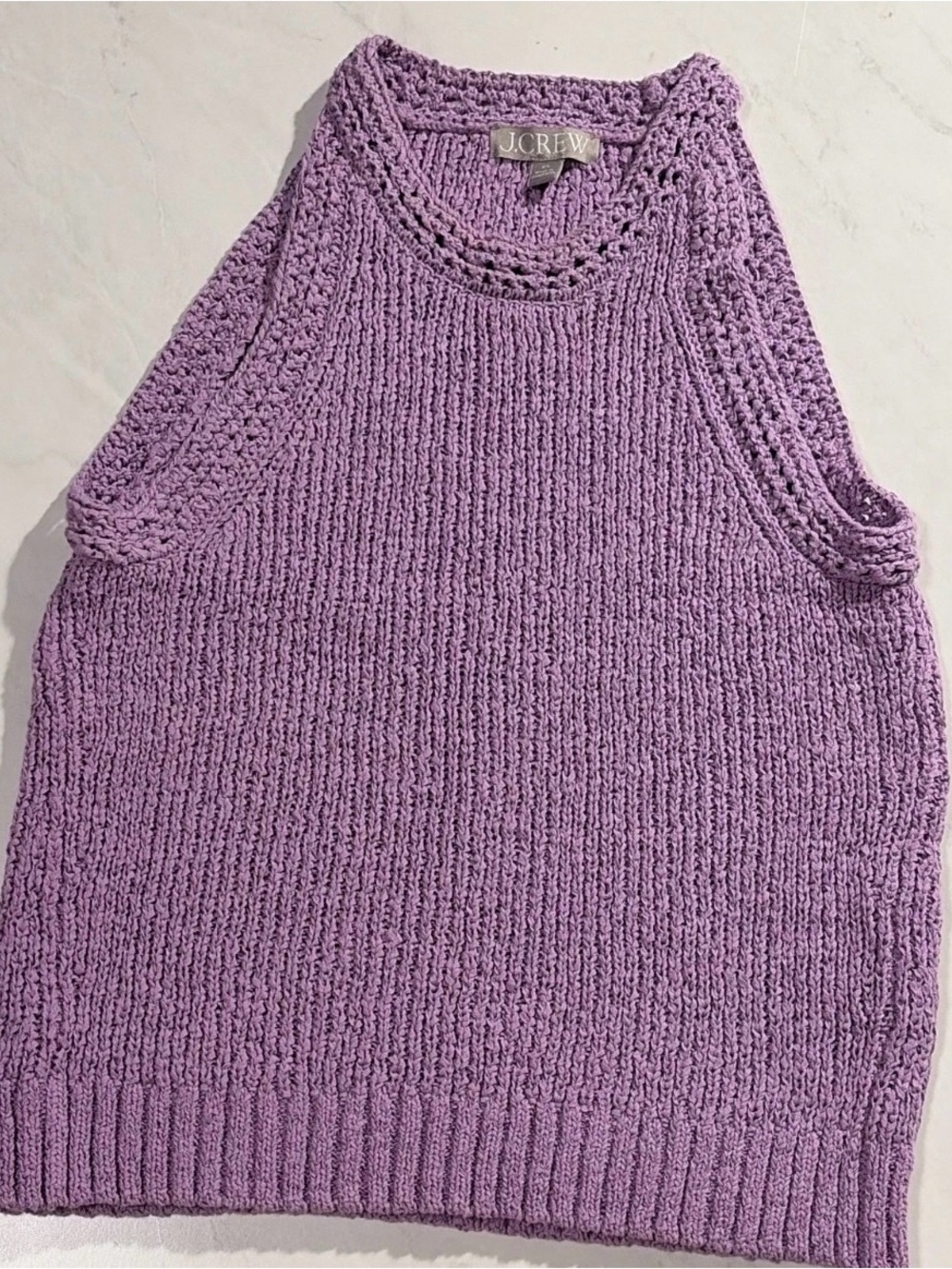 J. Crew Lavender Crochet-Trim Knit Tank